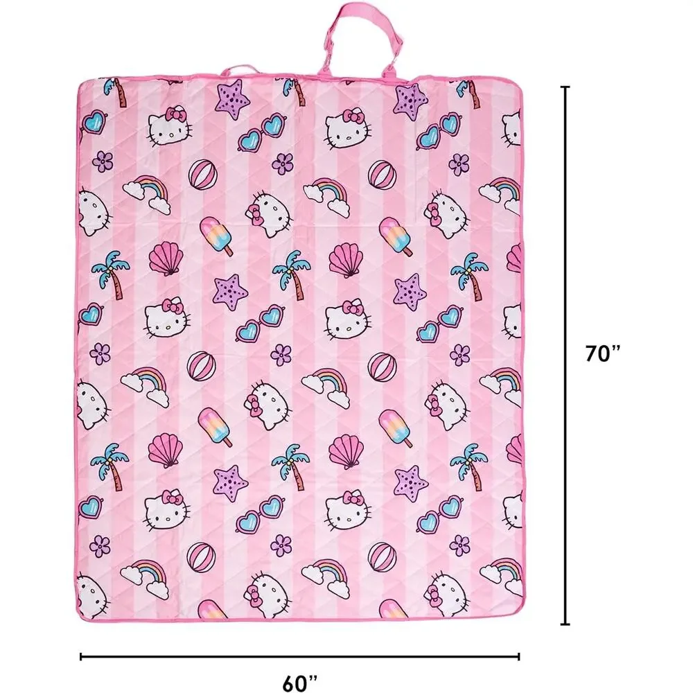 Hello Kitty Picnic Blanket Beach Towel Set Pink Foldable 2 Pc Summer NWT